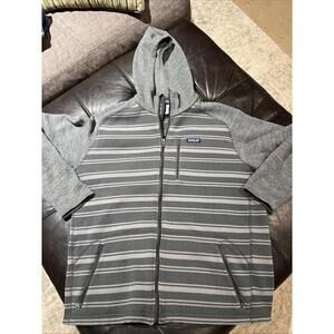 Patagonia Gray Striped Full-Zip Hoodie Jacket